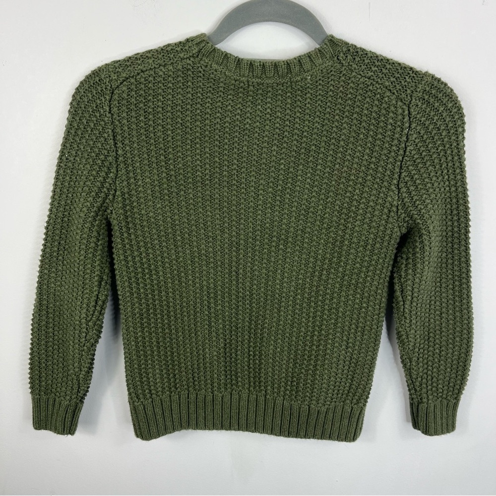 Janie and Jack Size 5 Cotton Cable Knit Olive Green Sweater KB - Picture 3 of 4